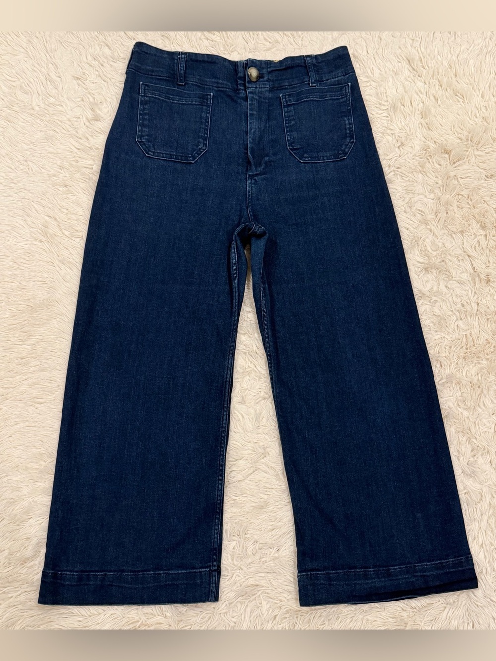 Maeve Anthropologie The Colette Wide Leg Cropped Jeans 31 Dark Wash High Rise - Picture 2 of 7